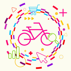 Bicycle on abstract colorful geometric light background with dif