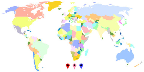 Fototapeta na wymiar Carte des pays du monde