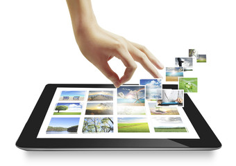 touch- tablet in hands