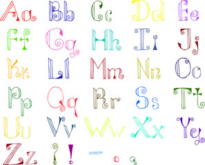 Colorful hand drawn alphabet