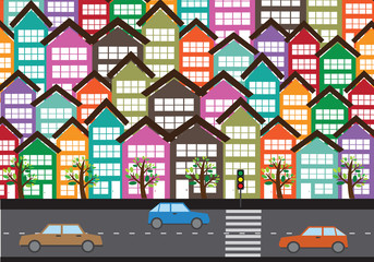 Colorful Cityscape  Town city building design