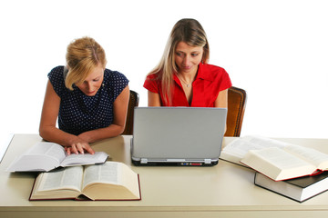 Fototapeta premium Young girls studying
