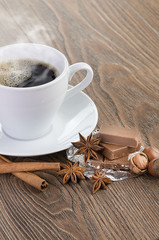 Obraz na płótnie Canvas coffee with chocolate and dry breakfast
