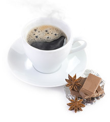 coffee with chocolate and dry breakfast