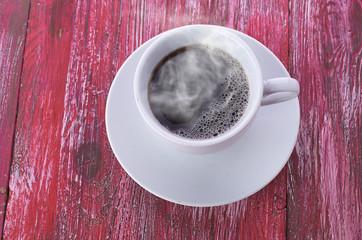 Obraz premium coffee cup with space on the wooden table