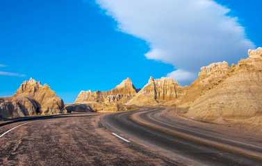 Curved Road in Badlands. Badlands National Park Curved Road