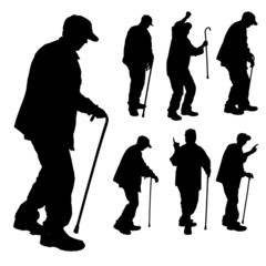 Vector silhouette of old people.