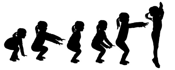 Vector silhouette of little girl.