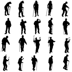 Vector silhouette of old people.