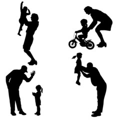 Vector silhouette of people with children.