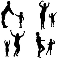 Vector silhouette of a woman with a child.
