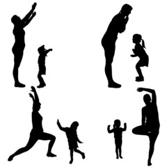 Vector silhouette of a woman with a child.