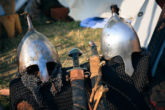 Knights Helmets and swords