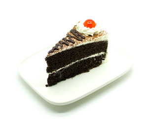 chocolate cake slice on plate