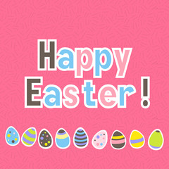 Easter colorful pink greeting card