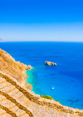 Aerial view from a monastery in Amorgos island in Greece
