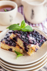 Portion of fresh homemade blueberry cake