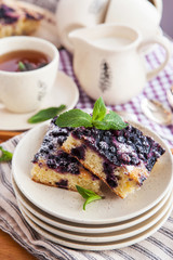 Portion of fresh homemade blueberry cake