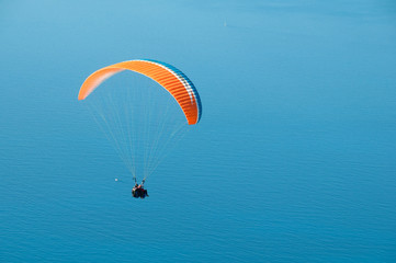 Paragliding in Turkey. Panoramic view on Mediterranean.