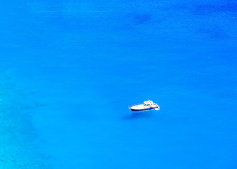 Motorized cruiser boat in the  sea of Amorgos island in Greece
