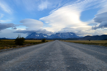 Gravel road in Torres del Paine, Patagonia