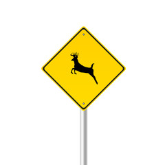 traffic sign with deer color vector
