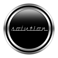 glossy solution icon in metallic style