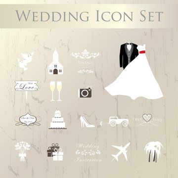 Wedding icons set.