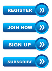 JOIN NOW - SIGN UP - REGISTER - SUBSCRIBE Blue Web Buttons Set