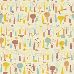 Woodland Animals seamless pattern