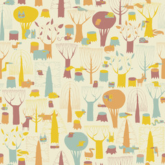 Woodland Animals seamless pattern