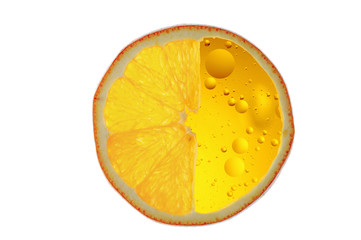 Orange slice with fresh juice inside
