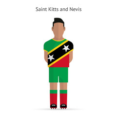 Saint Kitts and Nevis football player. Soccer uniform.