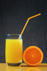 Fresh orange juice and slice