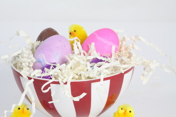 Colored Eggs in a Bowl