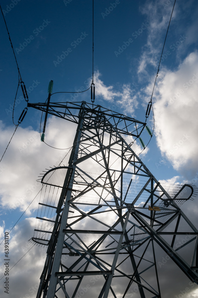 Wall mural power lines dark skies