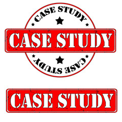 Case study stamps, label, vector illustration