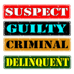 Set of rubber stamps suspect guilty , vector illustration
