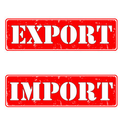 Import export rubber stamps, vector illustration
