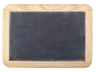 Small empty blackboard in a bright wooden frame