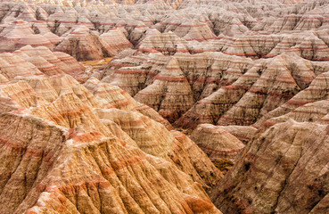 Beautiful scenery of the erosion formations in Badlands National