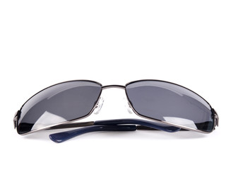Black aviator sunglasses with polarized dark glass