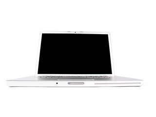Modern laptop shot in studio over white