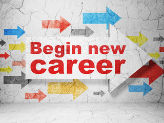 Obraz premium Business concept: arrow with Begin New Career on grunge wall