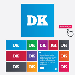Denmark language sign icon. DK translation.