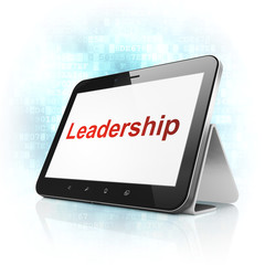 Finance concept: Leadership on tablet pc computer