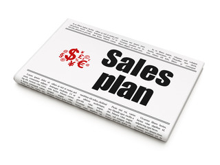 Advertising concept: newspaper with Sales Plan and Finance