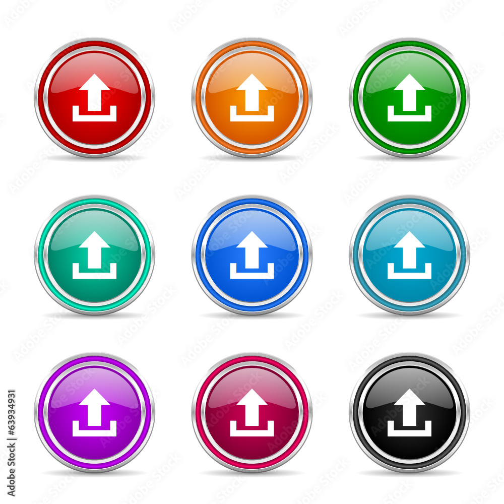 Aufkleber upload icon vector set