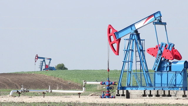 oil pump jacks on field