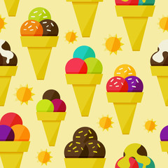 Seamless background with ice-cream vector illustration